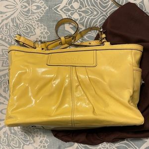 Yellow Patent Leather Coach Tote